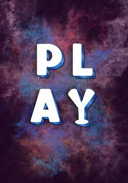 Simple play word hand-drawing Watercolor 3d Words and Colored backgrounds. Stock Illustration