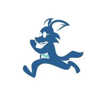 Simple playful running fox mascot vector illustration Stock Illustration