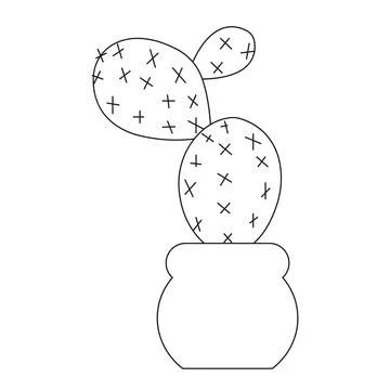 Simple plump cactus in doodle style. Vector illustration isolated on white .. Stock Illustration