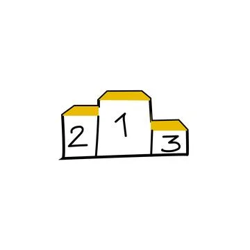 Simple podium outline doodle icon with yellow color Stock Illustration