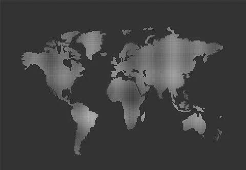 A simple point-based world map in a modern style. A world map made up of dots on Stock Illustration