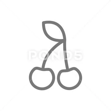 Simple poker cherry line icon. Symbol and sign vector illustration design Stock Illustration