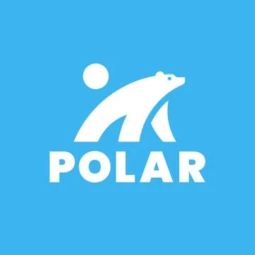 Simple polar white bear minimal logo mascotc vector symbol design in silhouette  Stock Illustration