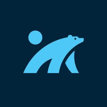 Simple polar white bear minimal logo mascotc vector symbol design in silhouette  Stock Illustration