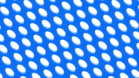 A simple polka dot line moves in a loop on a blue background Stock Footage 133766043