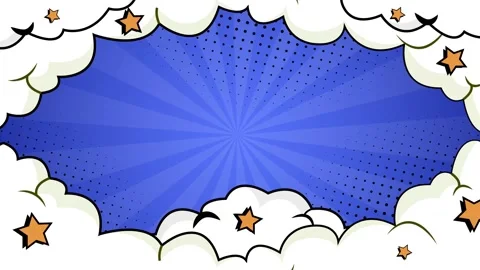 Simple pop art background with stars clouds and comic book style panels seamless Stock Footage 293045203