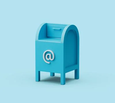 Simple postbox icon 3d render illustration in pastel blue background イラスト素材