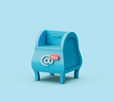 Simple postbox icon 3d render illustration in pastel blue background 스톡 일러스트