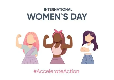 Simple postcard, banner, poster action, womens diversity womens internation.. Stock Illustration