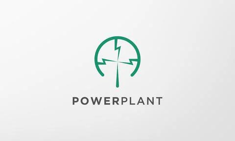 Simple power lightning logo in modern style Stock Illustration