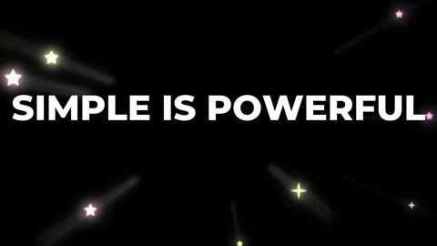 Simple Is Powerful text with glowing star motion graphics on black background Vídeos de archivo 342894433