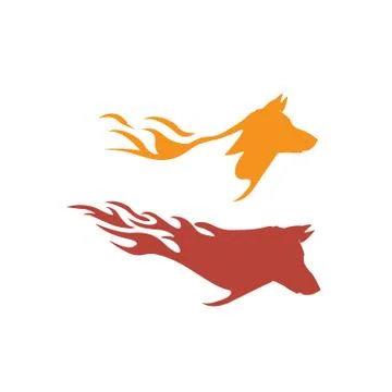 Simple powerfull fire dog logo design vector branding template Stock Illustration