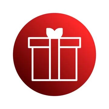Simple present box icon design inside red circle on white background for ce.. Ilustración de archivo