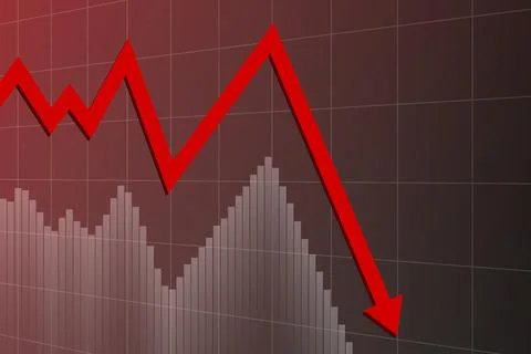 Simple Presentation of Red Arrow Depicting Economic Recession and Financial Down Stock Illustration