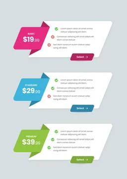 Simple Pricing comparison card with check point for website イラスト素材