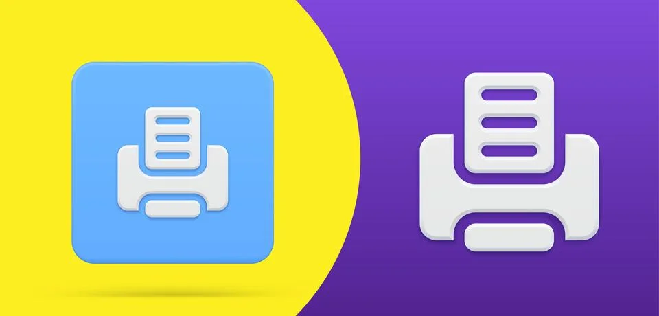 Simple printer 3d icon button set vector illustration. Emblem modern digital  Illustrazione stock