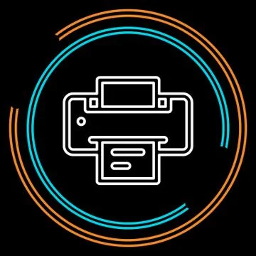 Simple Printer Thin Line Vector Icon Stock Illustration