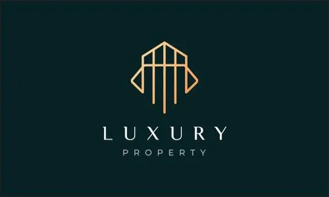 Simple property line logo with modern and luxury style for real estate broker Stock Illustration