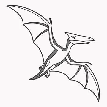 Simple Pterodactyl Flying Dinosaur Icon Stock Illustration