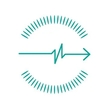 Simple pulse with arrow circle made out of shapes logo template, Simple Healh Stock Illustration
