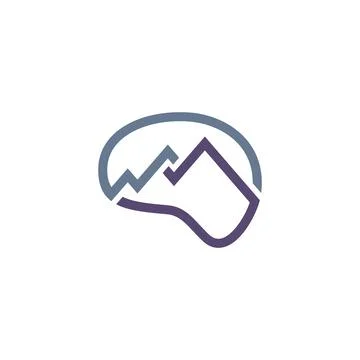 Simple Pulse Brain logo design symbol Stock Illustration