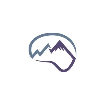 Simple Pulse Brain shaped mountain logo design symbol Stock Illustration