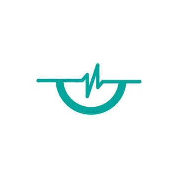 Simple pulse with half circle logo template, Simple Healht Care logo template Stock Illustration