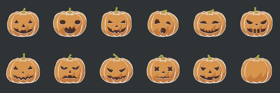 Simple pumpkin flat toon vector drawing for kids Stock Illustration