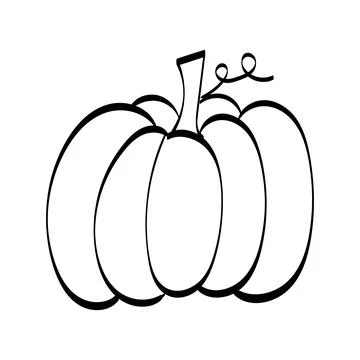 Simple Pumpkin Line Drawing Stock Illustration