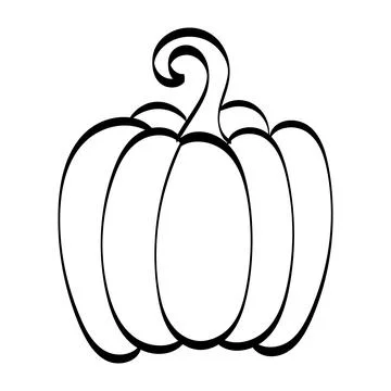 Simple Pumpkin Line Drawing Stock Illustration