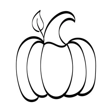 Simple Pumpkin Line Drawing Stock Illustration