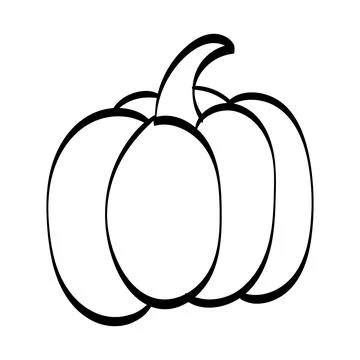 Simple Pumpkin Line Drawing Stock Illustration
