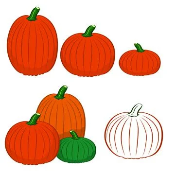 Simple Pumpkins Vector Pack Stock Illustration