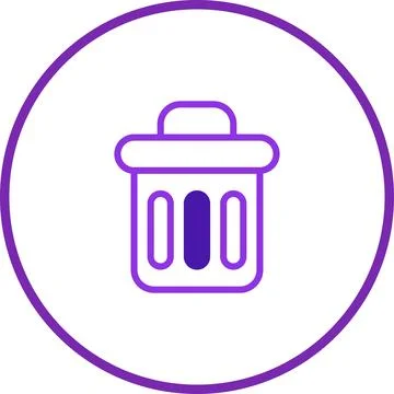 Simple purple bin icon isolated on white background emphasizing waste manag.. Stock Illustration