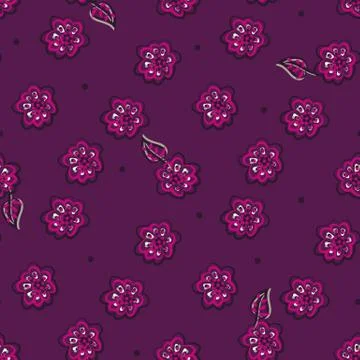 Simple purple flowers seamless vector pattern Illustrazione stock