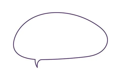 Simple purple speech bubble outline on transparent or white background Stock Illustration
