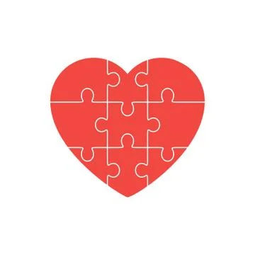 Simple puzzle heart icon vector isolated on white Illustrazione stock