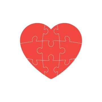 Simple puzzle heart icon vector isolated on white Illustrazione stock