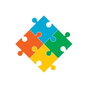 Simple puzzle icon. Vector illustration, flat design. Stock-Illustration
