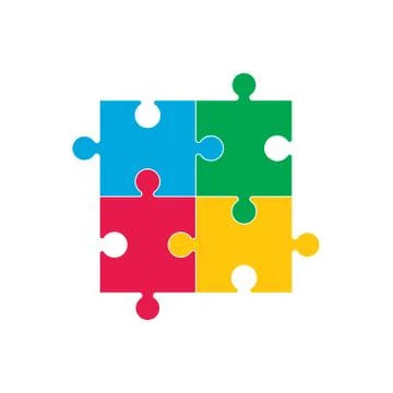 Simple puzzle icon. Vector illustration, flat design. Stock Illustration