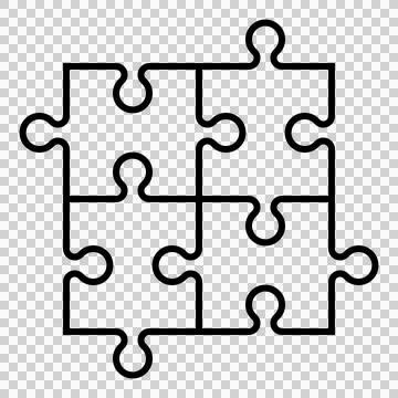 Simple puzzle pieces icon, 4 puzzle pieces are put together Stock Illustration