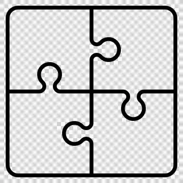 Simple puzzle pieces icon, 4 puzzle pieces are put together Stock Illustration