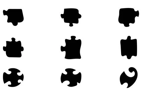 Simple puzzle pieces set design Stock Illustration