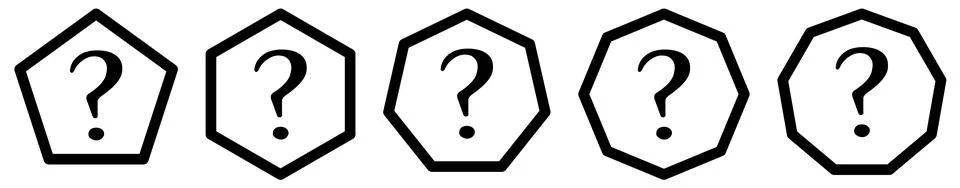 Simple question mark in polygons with different number of edges Illustrazione stock