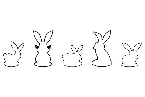 Simple rabbit outline set design Stock Illustration