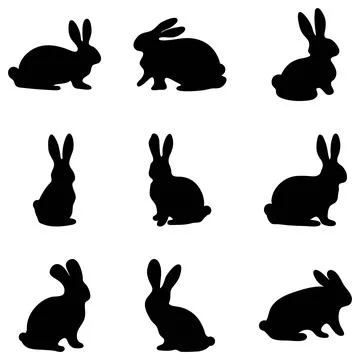 Simple rabbit silhouette set design Stock Illustration