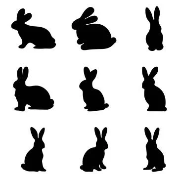 Simple rabbit silhouette set design Stock Illustration