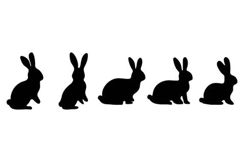 Simple rabbit silhouette set design Stock Illustration