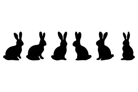 Simple rabbit silhouette set design Stock Illustration
