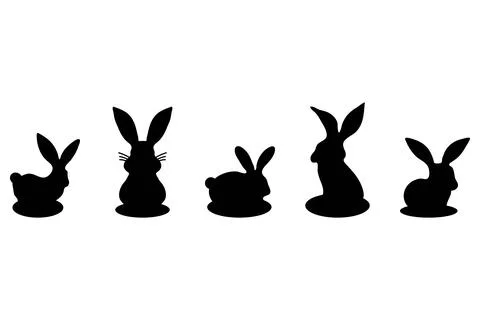 Simple rabbit silhouette set design Stock Illustration